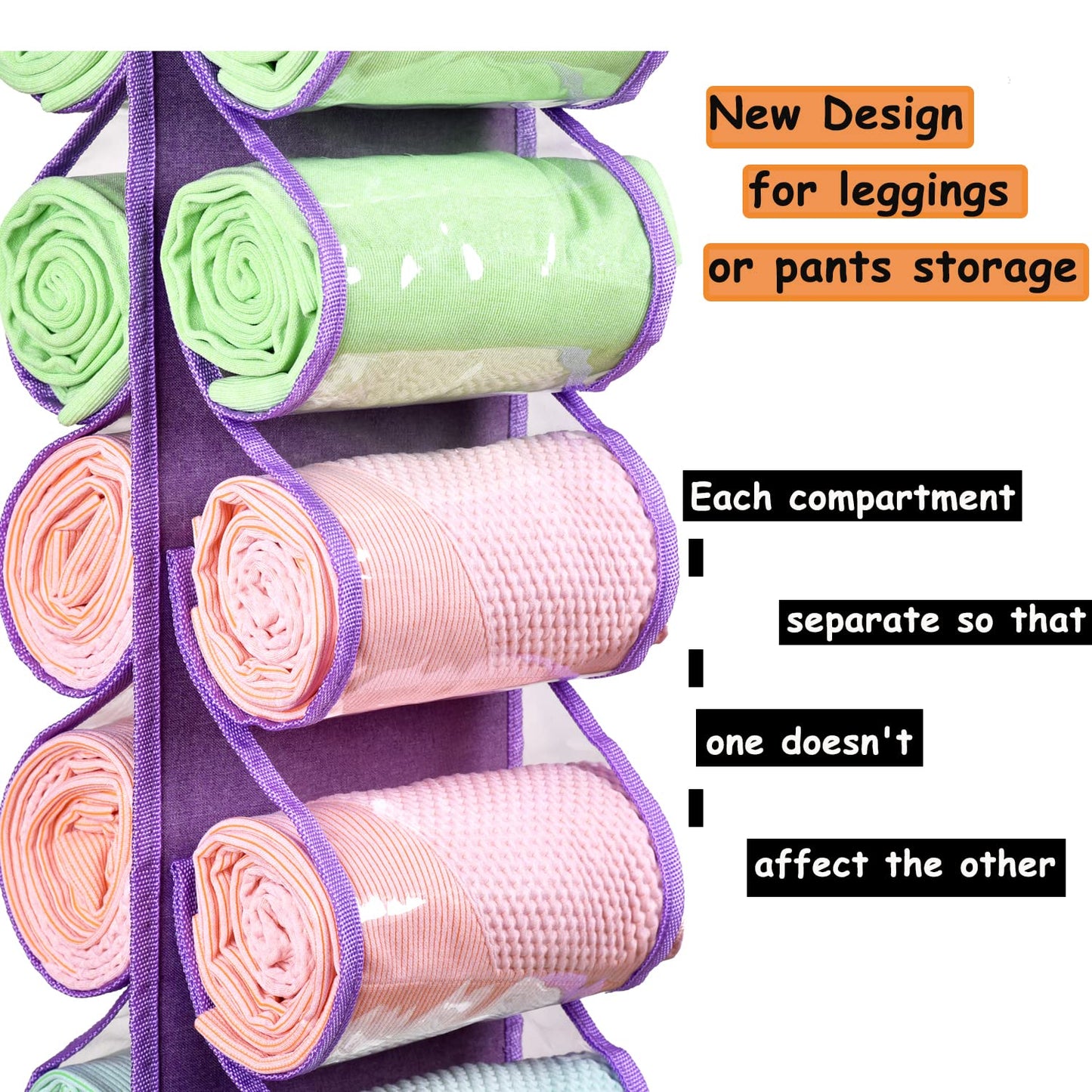 RZMAYIS Legging Storage Bag Storage Hanger Can Holds 24 Leggings or Shirts Jeans Compartment Storage Hanger