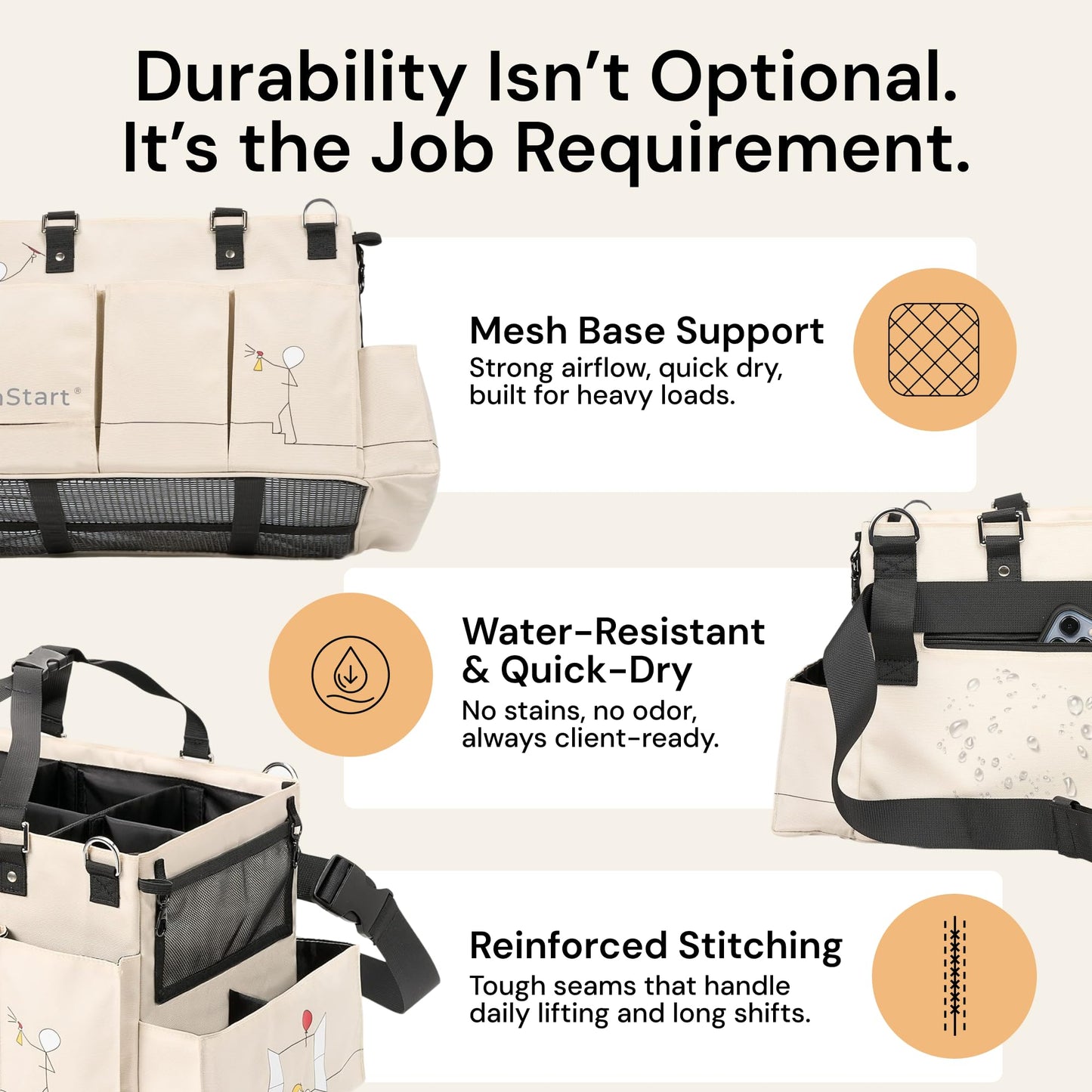 FifthStart Multipurpose Cleaning Caddy with Handle, Waist & Shoulder Strap - Nappy Caddy - 9 Pockets & Easily Cleaned