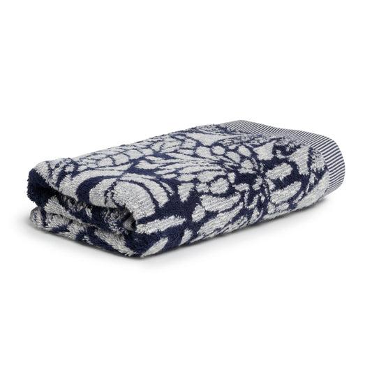 M?ve Brooklyn Botanic Hand Towel 50 x 100 cm 85% Cotton / 10% Viscose / 5% Linen Natural/Deep Sea