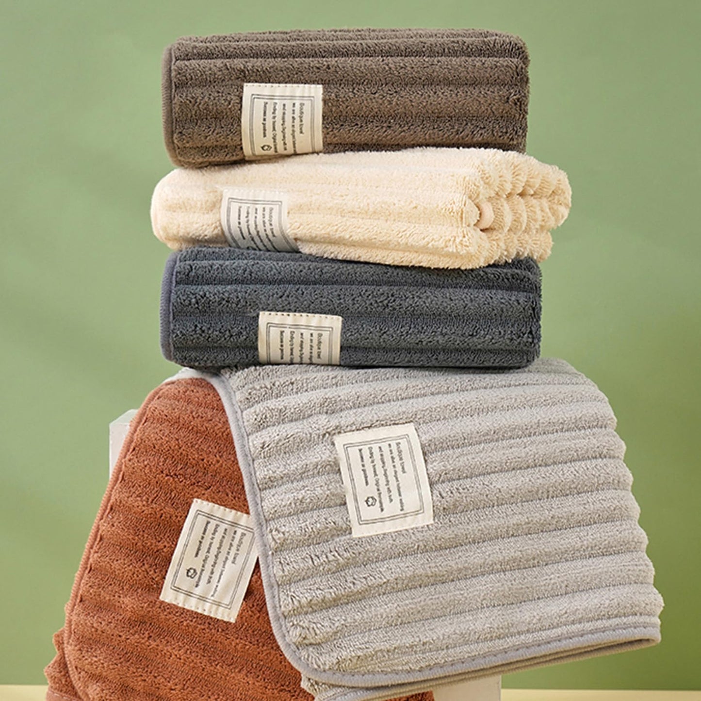Wovella 5 Piece Hand Towel Set 13.7x30 Inches High Density Coral Fleece Soft Absorbent Bath Towels Durable Hand Towels
