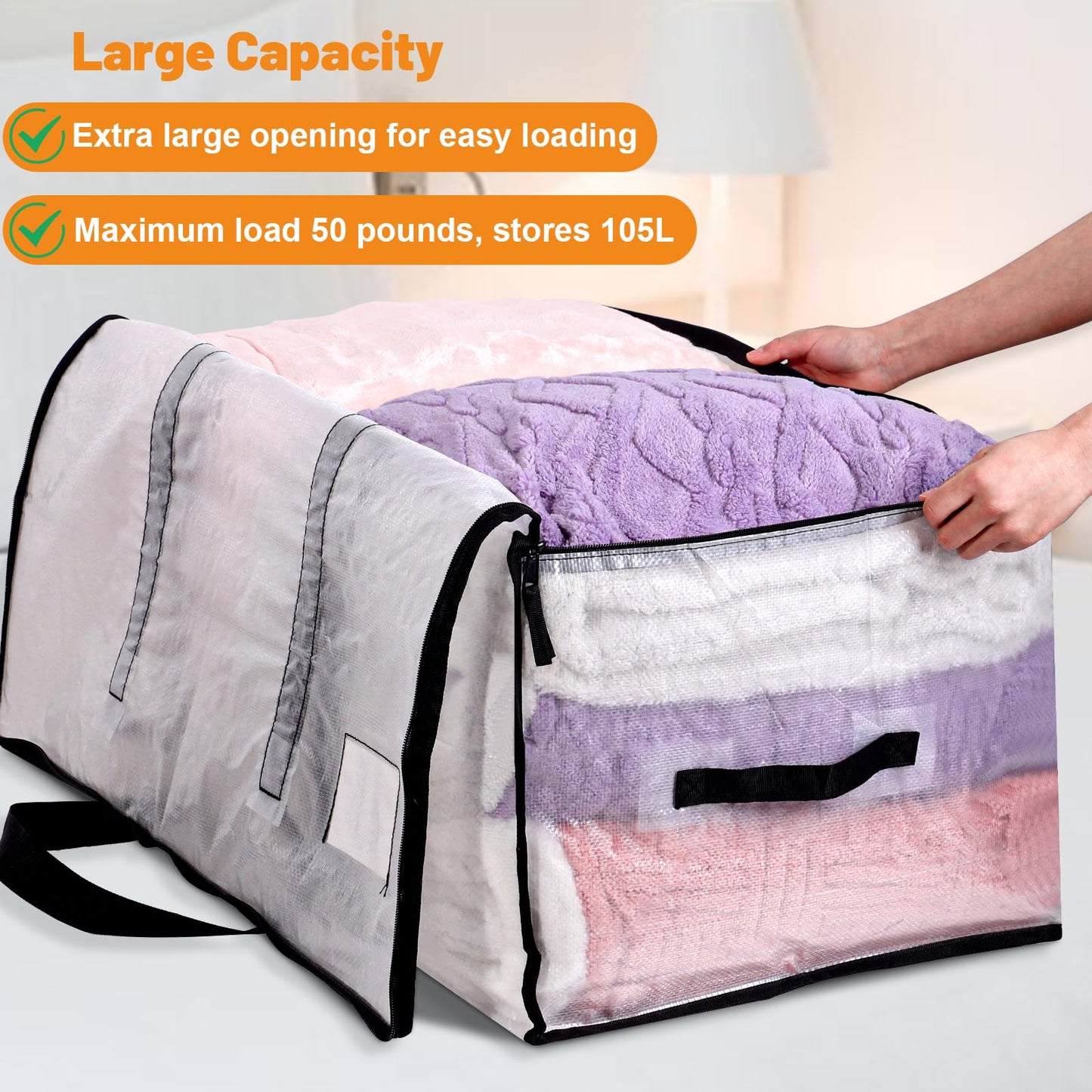 Dntorx 4 Pack 105L Moving Bags Heavy Duty Storage Bag Dorm Moving Essential
