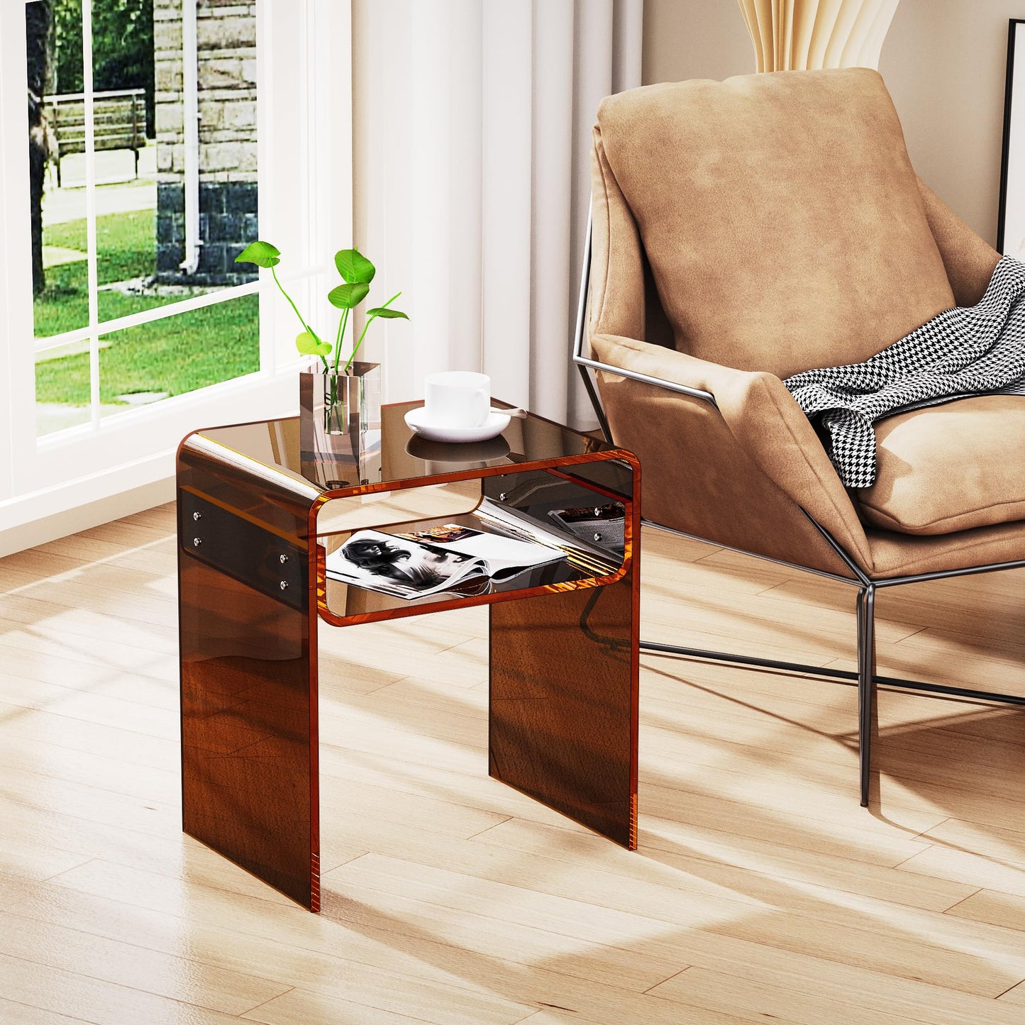 solaround Acrylic Side Table, Dark Brown