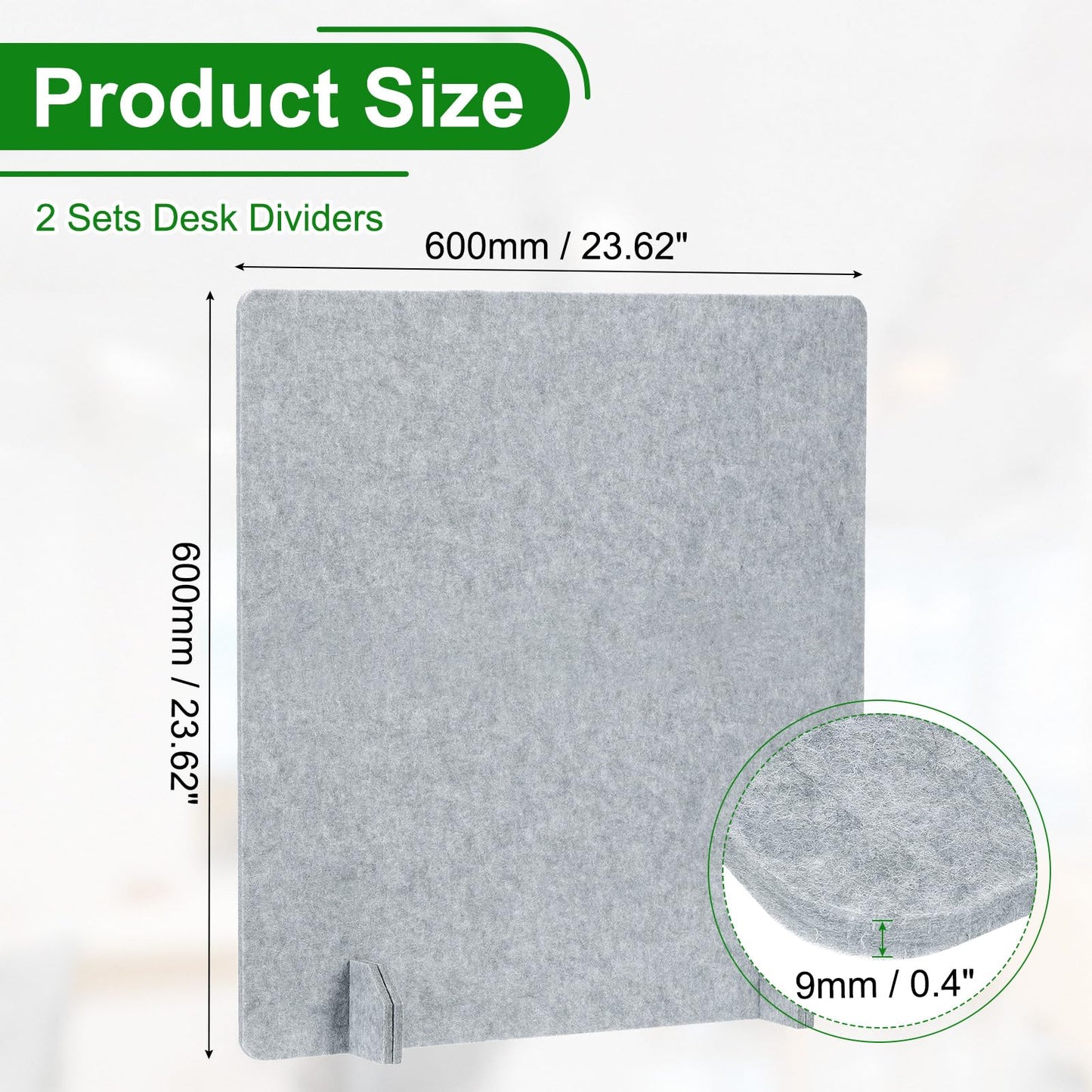 PATIKIL Desk Dividers 60x60cm, 2 Pack Desk Privacy Panel Freestanding Noise Reducing Partition Acoustic Panel with 4Pcs Support Feet for Testing