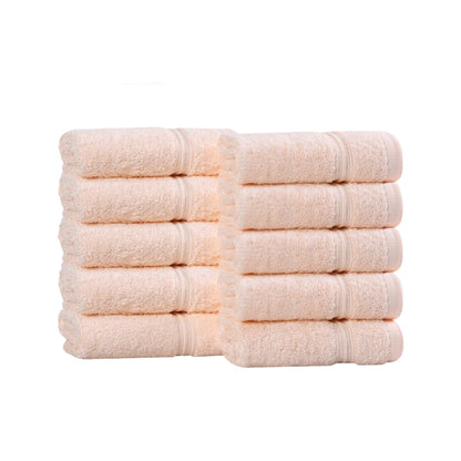 Superior Face Towel Set, Egyptian Cotton, Peach, 10-Piece