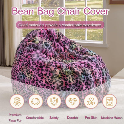 Fluffy Faux Rabbit Fur Bean Bag Chair CoverNo Filler,Cozy Shaggy Bubble Stuffed Animal Storage Large Bean Bag Cover for Bedroom Living Room,Fuzzy