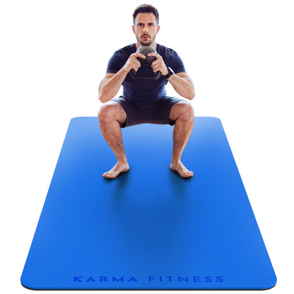Large Exercise Mat  Extra Wide & Extra Thick Yoga Mat (183cm x 80cm x 10mm), TPE Fitness Mat with Free Carry Straps, Perfect for HiiT Home Workouts &