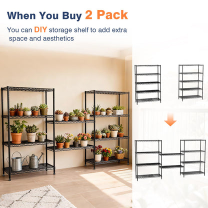 VANZBON 6-Tier Wire Shelving, Wire Shelving Unit Black, 5-tier