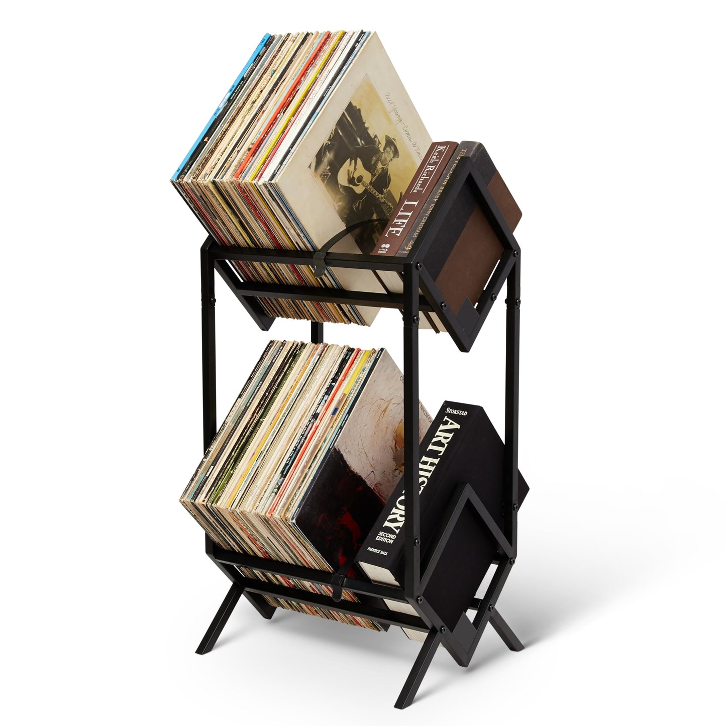 MODERN VINYL Record Holder - Matte Black Metal - 160-200 LP Storage - Simple, Quick Assembly - Vinyl Display, Storage - High-End Design
