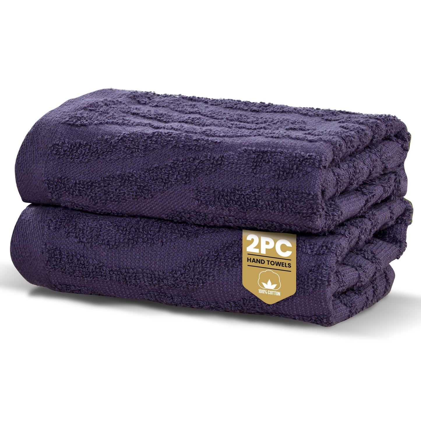 Rapport Home 2-Pack Safari Hand Towels | Damson | 50x85cm 100% Cotton 500GSM | Absorbent & Soft Bathroom Towel Set | Oeko-Tex Certified