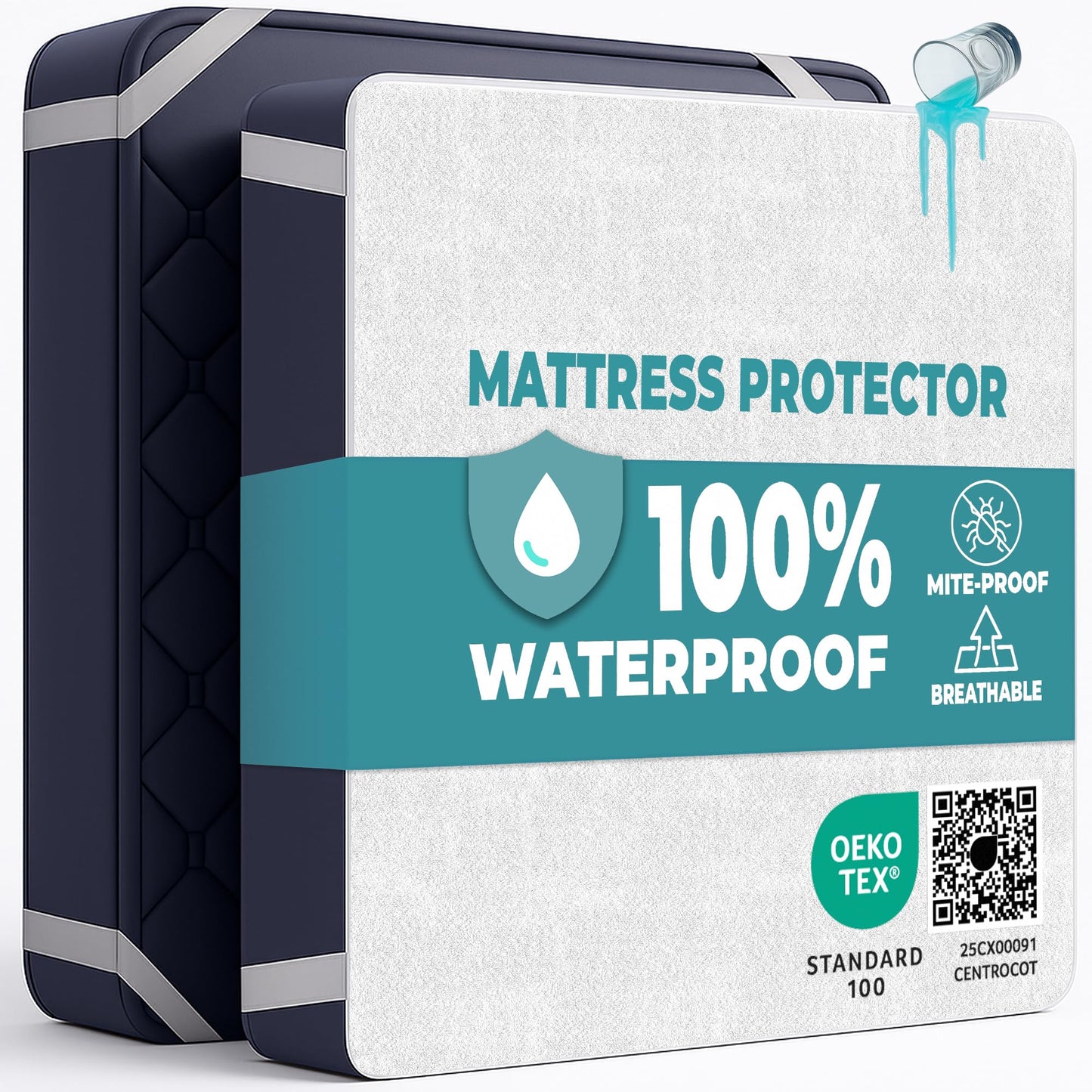 Small Double Mattress Protector Waterproof 120x200 cm Premium Cotton Terry Bed Cover with Elastic Straps Sheet Soft and Breathable Top Mattress