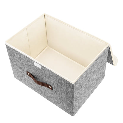TYEERS Collapsible Storage Box with Lid, Fabric Storage Box for Clothes, Wardrobe Storage, 38x25x25 cm, Set of 2, Grey