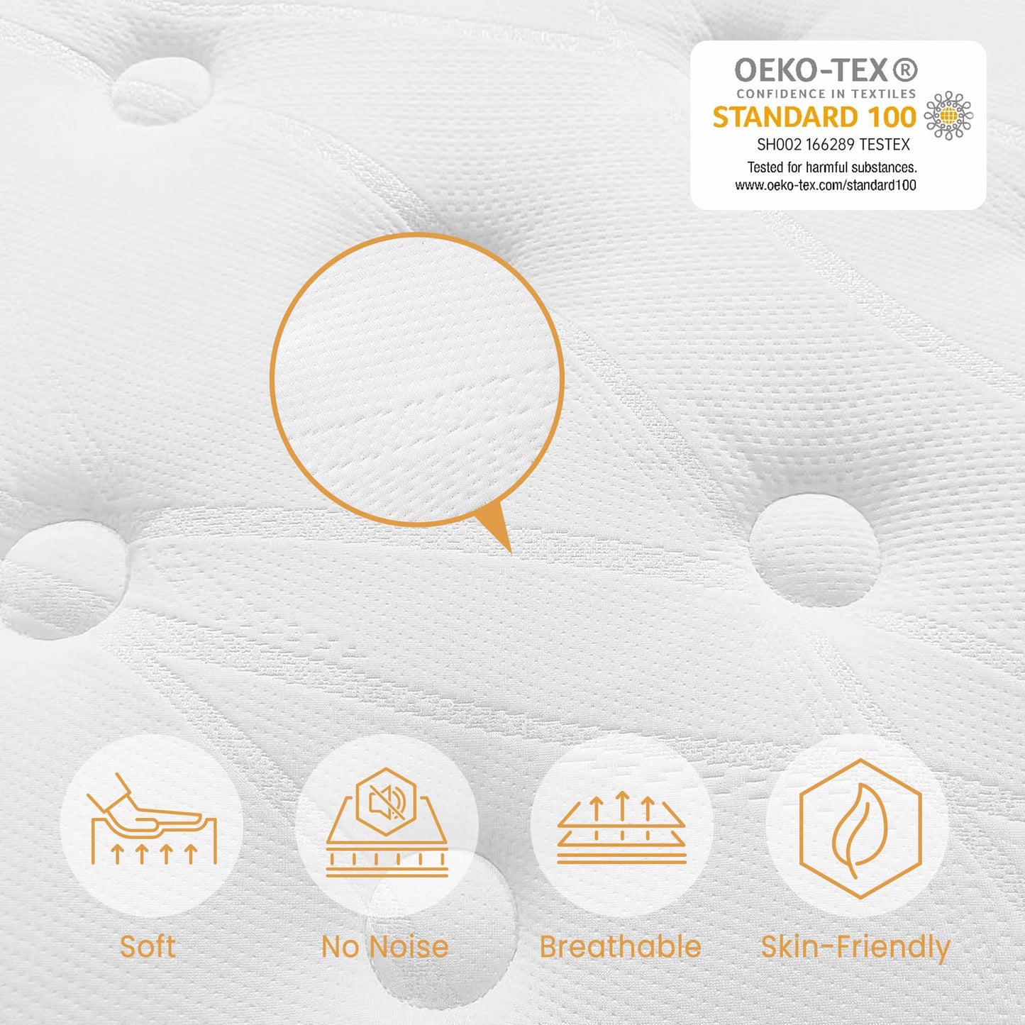 TeQsli King Mattress 5FT Memory Foam Spring Hybrid Mattress 27CM