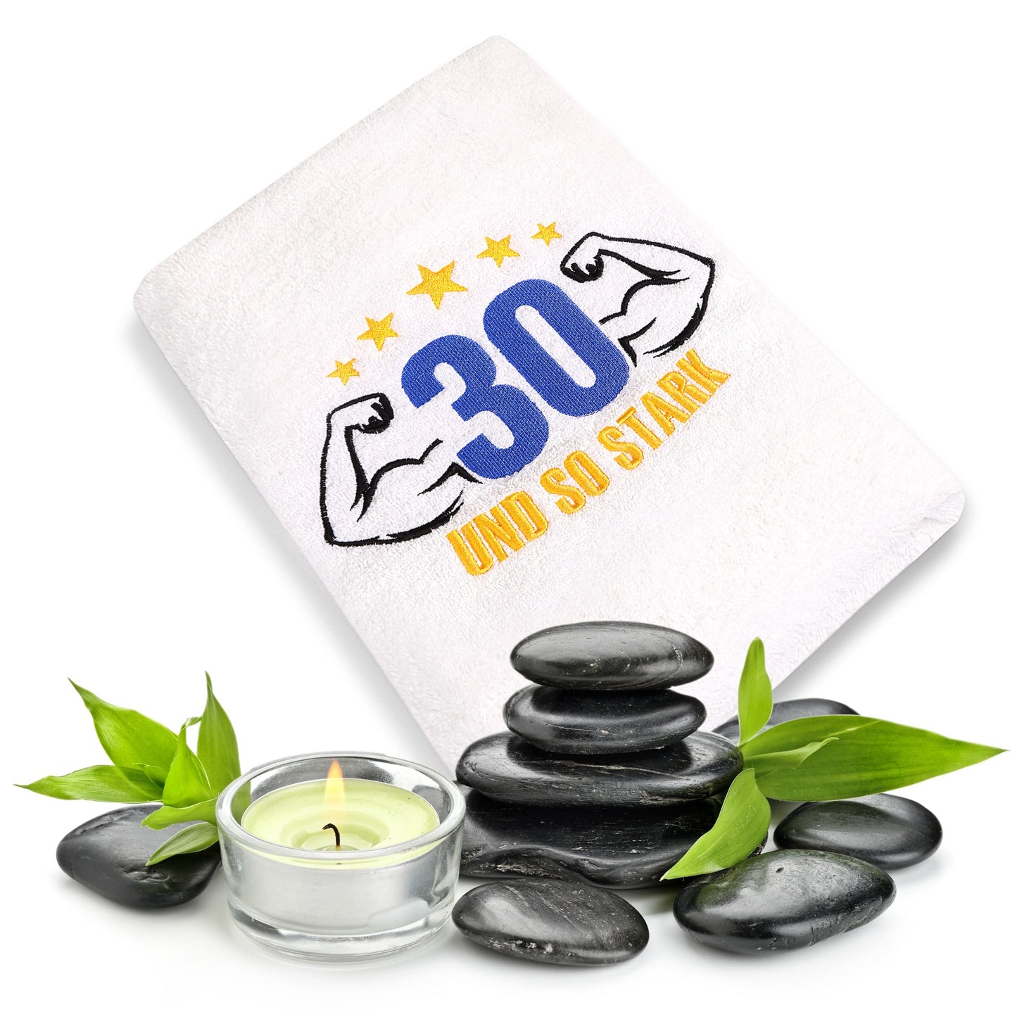 Abc Casa 30th birthday gift towel with embroidered muscles for men - a useful gift for 30 years - a wonderful gift idea for a 30th