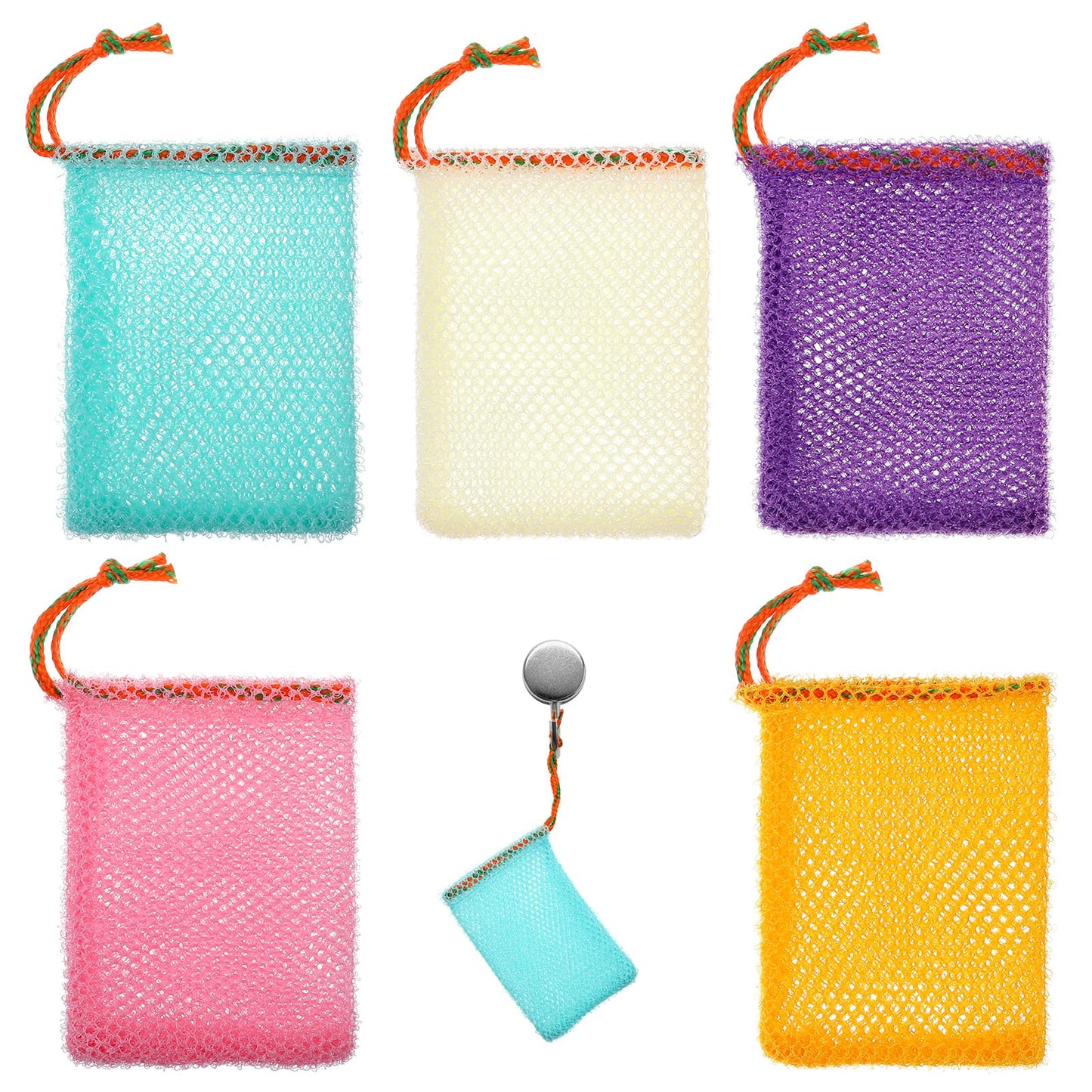 Matwsec 5 Pack Soap Net Bag for Bar Soap, Exfoliating Mesh Shower Foaming Bag with Drawstring, Reusable Soap Savers for Soap Bar