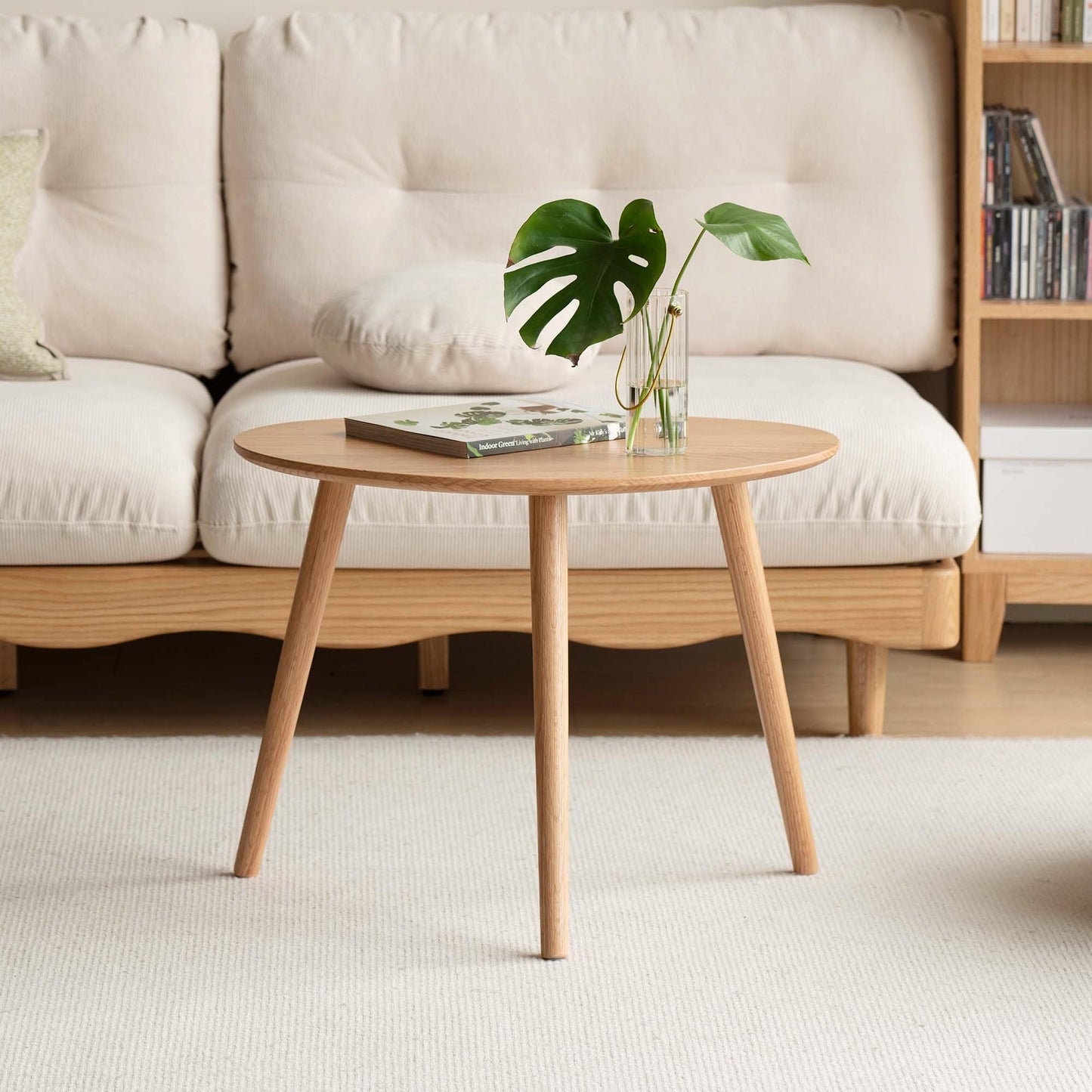 YESWOOD Solid Wood Coffee Table with Pebble Shape Oval Top, Modern Tea Table for Living Room, Bedroom,Balcony,Home Office