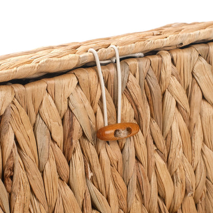 Wicker Bathroom Basket with Lid, Water Hyacinth Toilet Tank Basket with 3 Compartments, Woven Storage Box for Bathroom Organizer