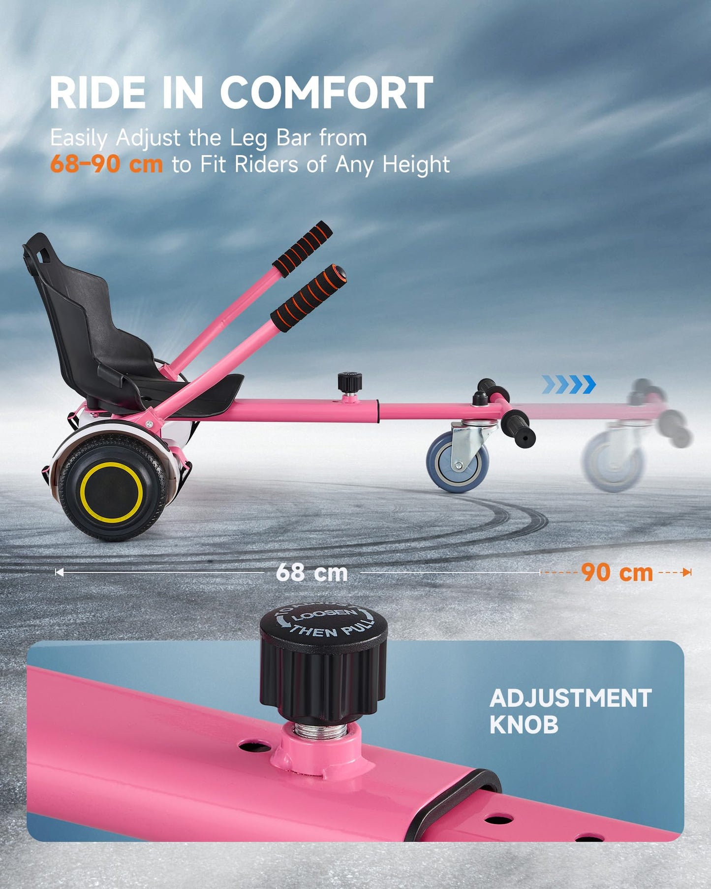 CO-Z Hoverboard Go Kart Adjustable Hoverkart Seat for Electric Self Balancing Scooters Fit Hover Board Sizes 6.5", 8" And 10" Hoverkart For
