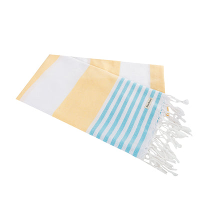 Blue Beach Turkish Towel - 100x180cm Large Turkish Hammam Peshtemal Towel - Super Absorbent, Quick Dry, Lightweight, Compact Towels for Swimming