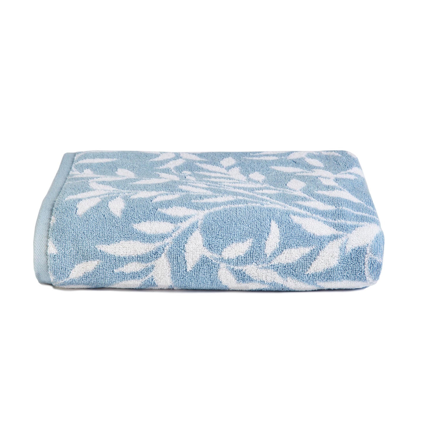 Dreams & Drapes Blue Leaf Hand Towel – 50 x 90cm – 100% Cotton – Soft & Fluffy – Vintage Floral Bathroom Towel – Botanical Design