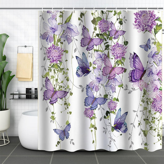 FAIRYGATE Shower Curtains for Garden Vintage Rustic Flowers and Leaves Garden Curtain Barn Door Outdoor Shower Curtain Countrylife Bathroom Decor