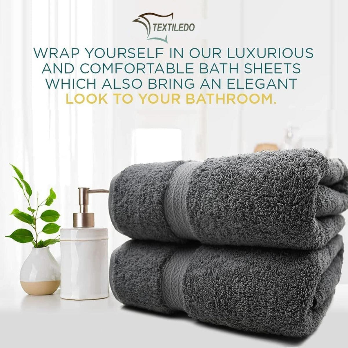 Textile Do 2 X Super Jumbo Charcoal Bath Sheets 100 x 200 cm 100% Egyptian Cotton Extra Large Bath Sheet Towels Body Wrap Beach Towels Charcoal, 2