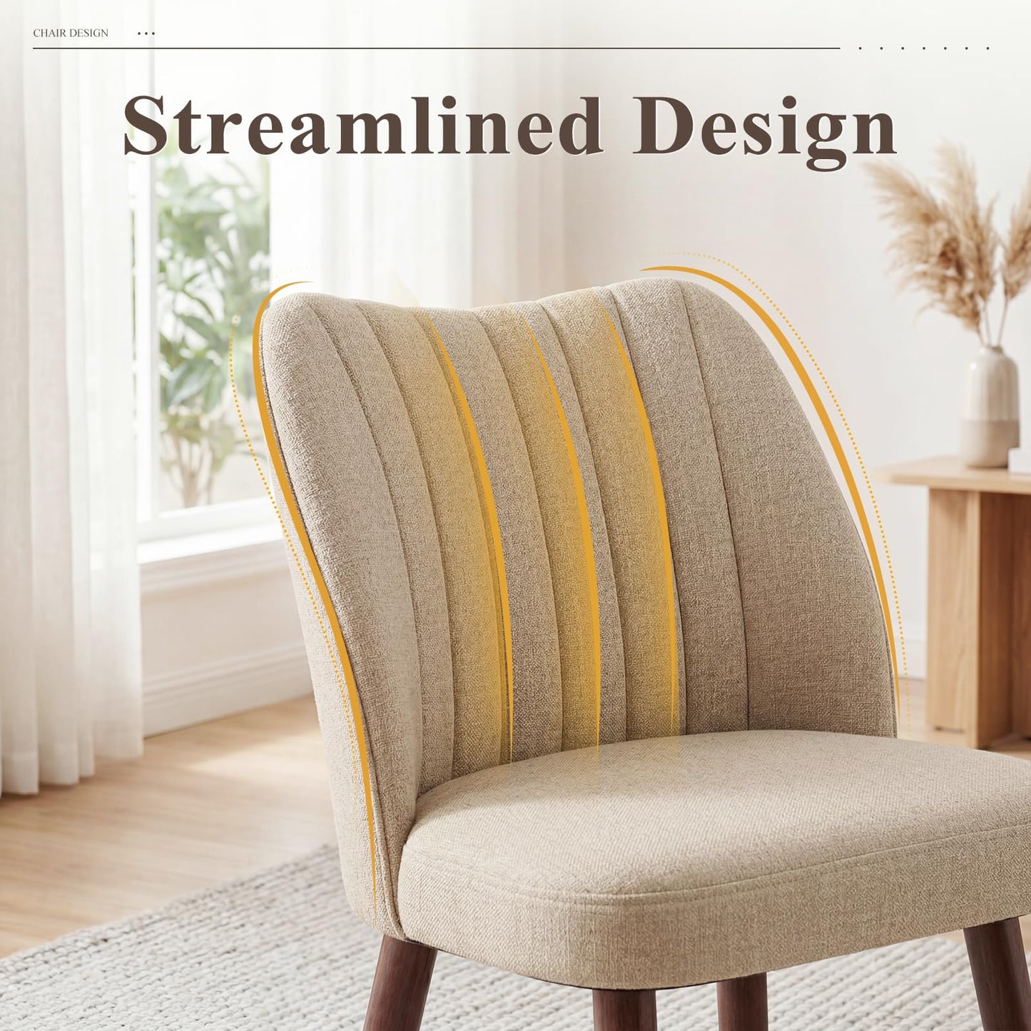 MALOL Upholstered Dining Chairs Set of 6, Fabric Chairs for Dining Room with Solid Wood Legs and Thick Seat Cushion