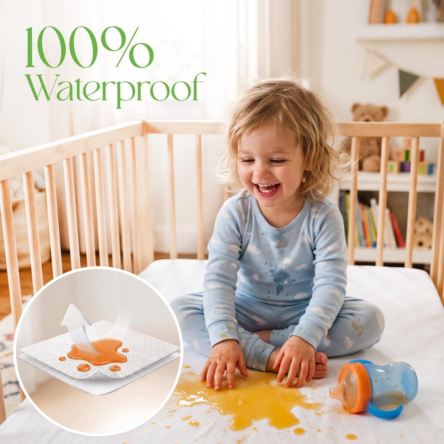 Cot Bed Mattress Protector 70x140cm Waterproof 100% Bamboo