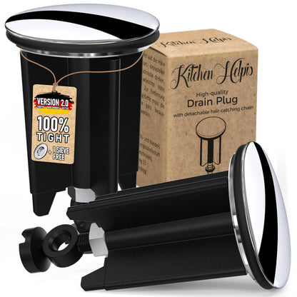 Kitchen Helpis® Quality Drain Plug, ⌀ 40 mm 2 pc black, height adjustable