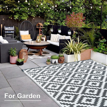 CHOSHOME Outdoor Waterproof Garden Carpet 120x180CM Lightweight Camping UV Resistant Portable Easy Cleaning Balcony Rugs for Picnic Beach BBQ Grey
