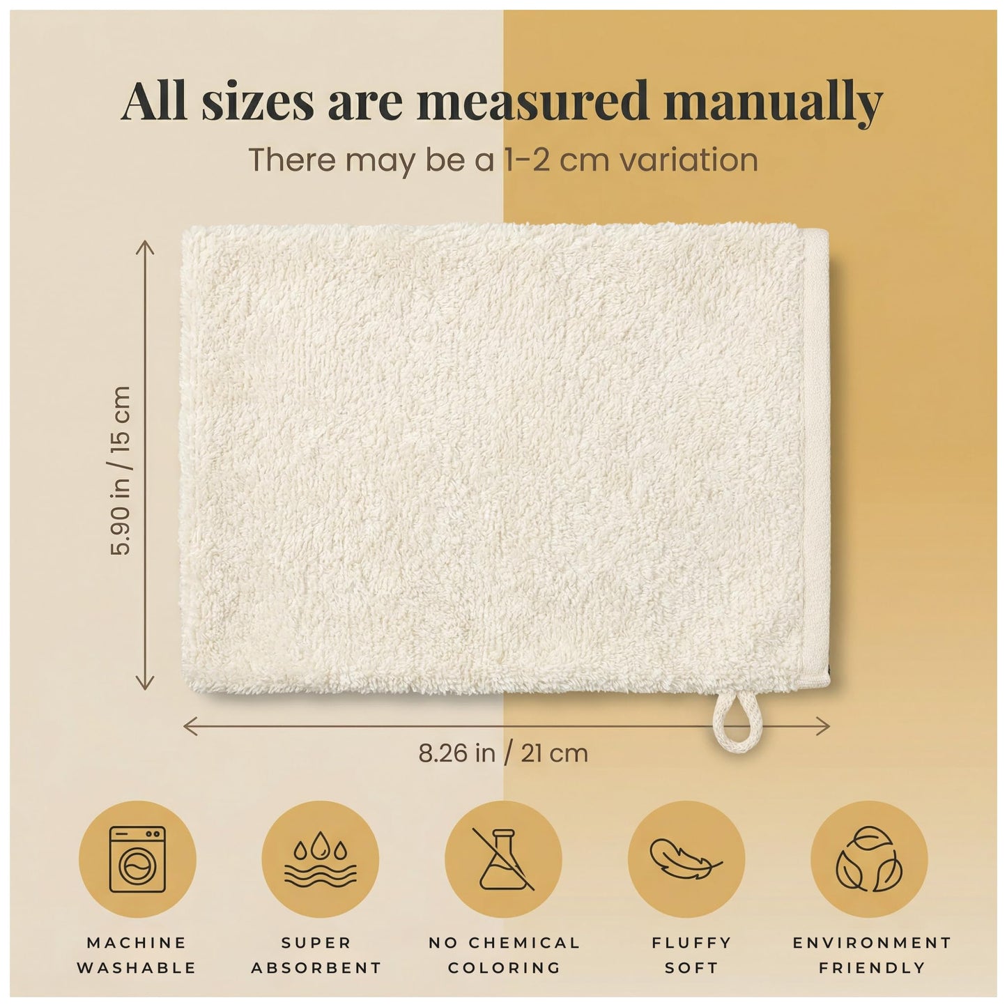 Perefly Washcloth Small Towels Set - 15 X 21 CM Hand Towels for Bathroom & Gym - Soft & Absorbent - Fast Drying Wash Cloths 10 Pack (Ivory)