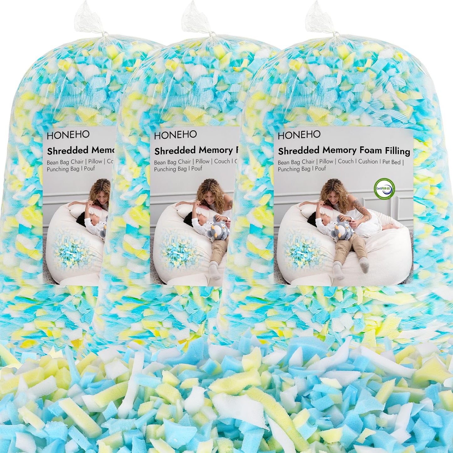 HONEHO 6.6KG Shredded Memory Foam Filling Bean Bag Chair Filler