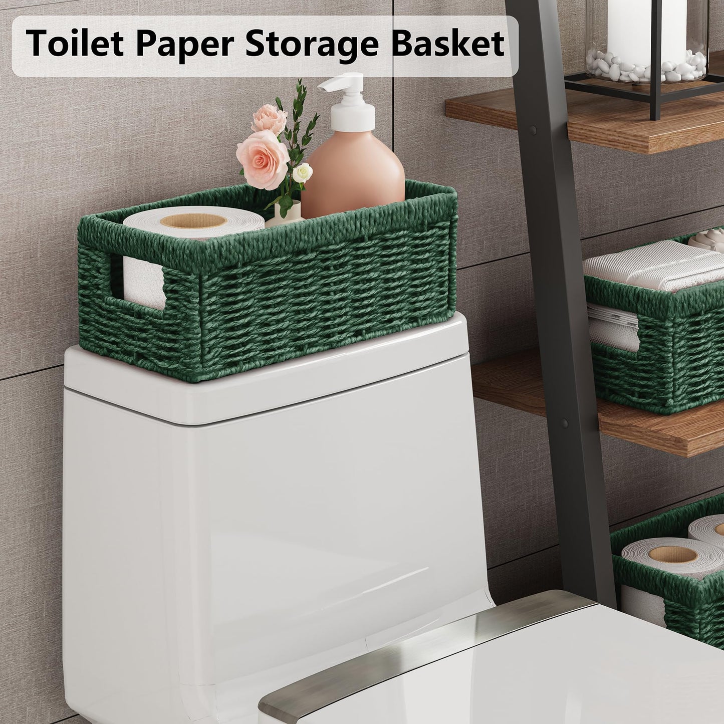 Vagusicc Wicker Storage Basket, Foldable Storage Cubes Organizer Bins, Handwoven Storage Baskets for Shelves Closet Office Bathroom
