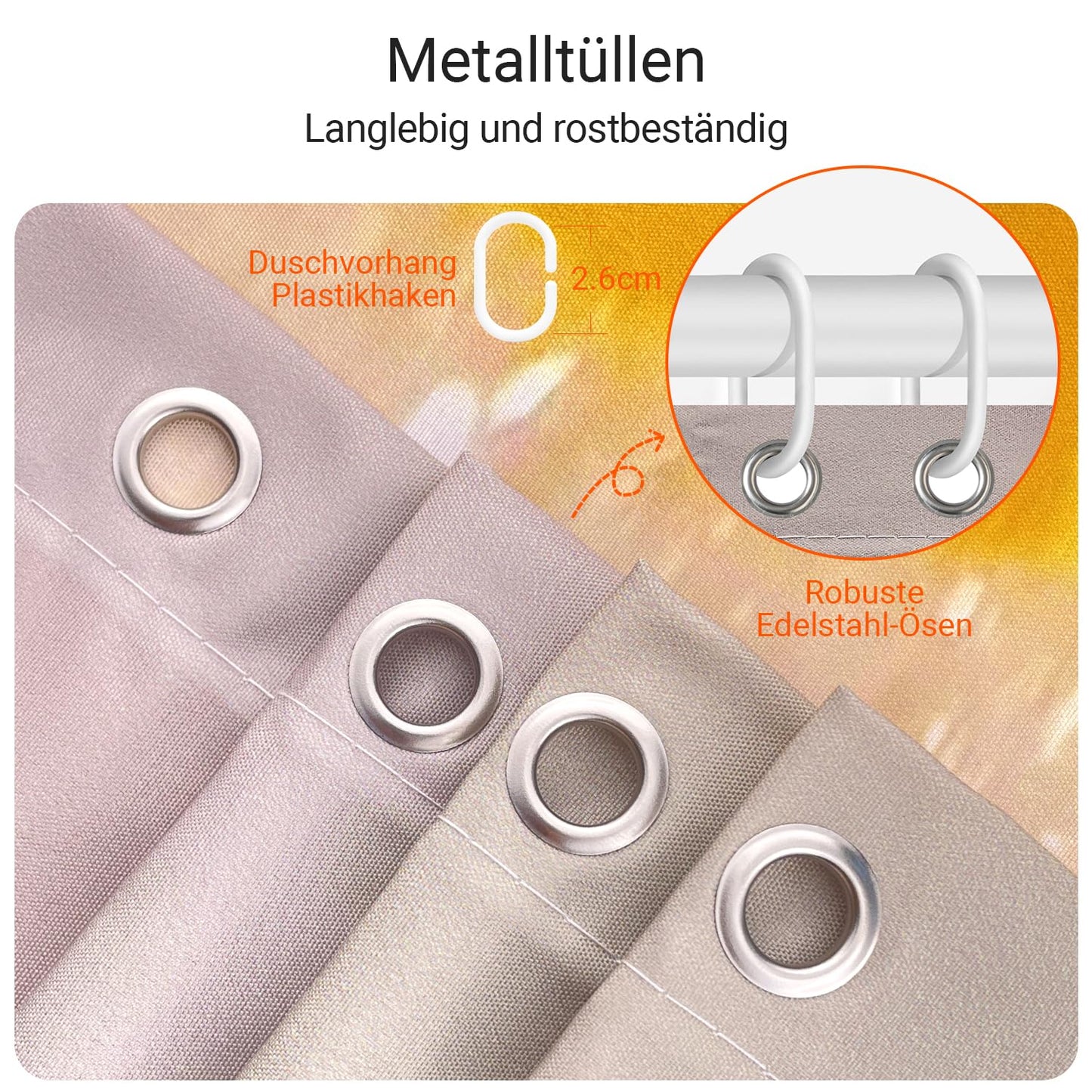 Lerores Shower Curtain, 180 x 200 cm, Yellow Duck, Weighted Hem, Anti-Mould Textile, Water-Repellent