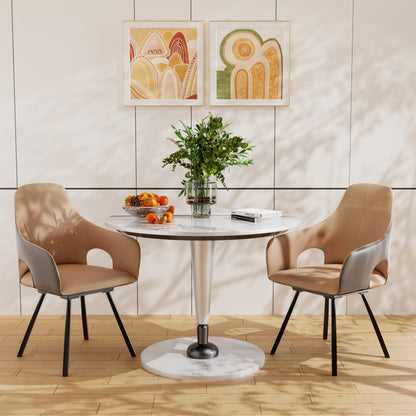 Swivel Dining Chairs 360° Rotatable : Leather Dining Chair Set of 2 Dining Room Chairs with Armrest,High Back Swivel Armchair Sponge Filling