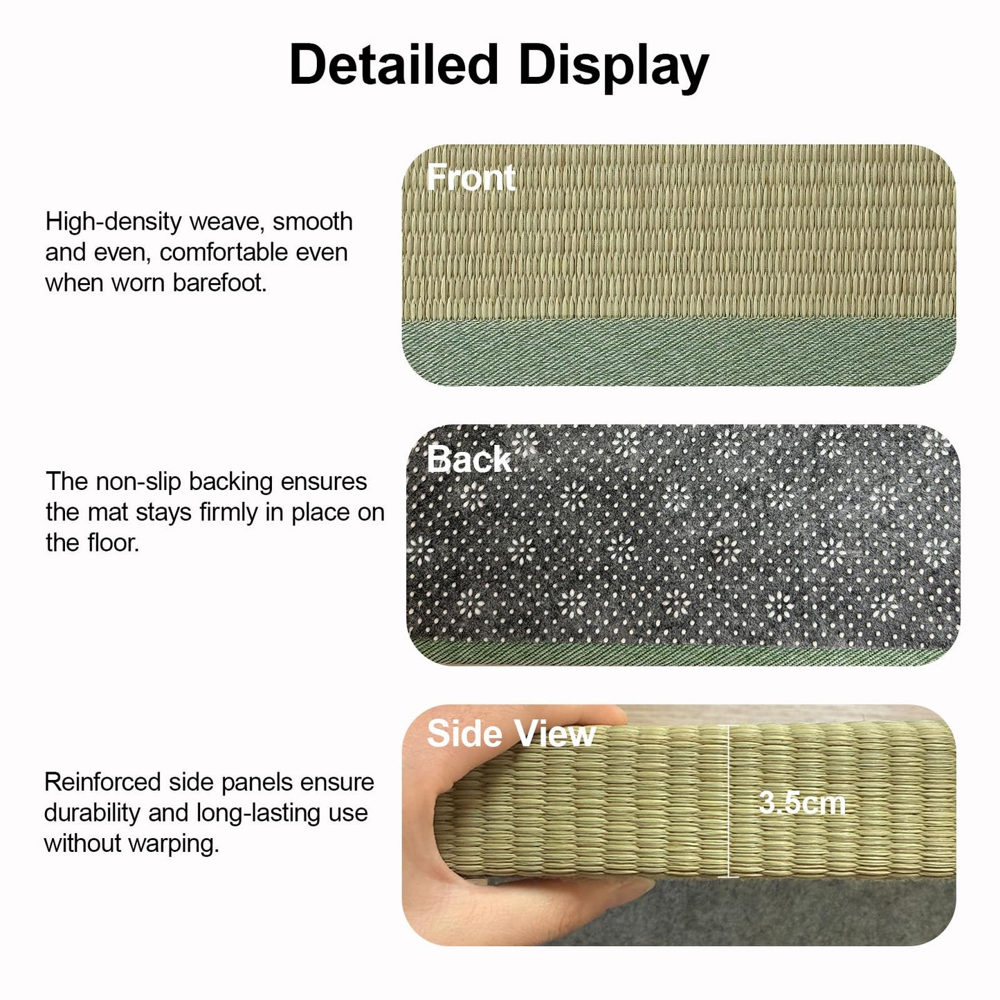 Japanese Traditional Tatami Mat,Mattress Firm And Comfortable 3 Folds Firm And Comfortable Futon Mattress With 100% Natural Green Rush Grass