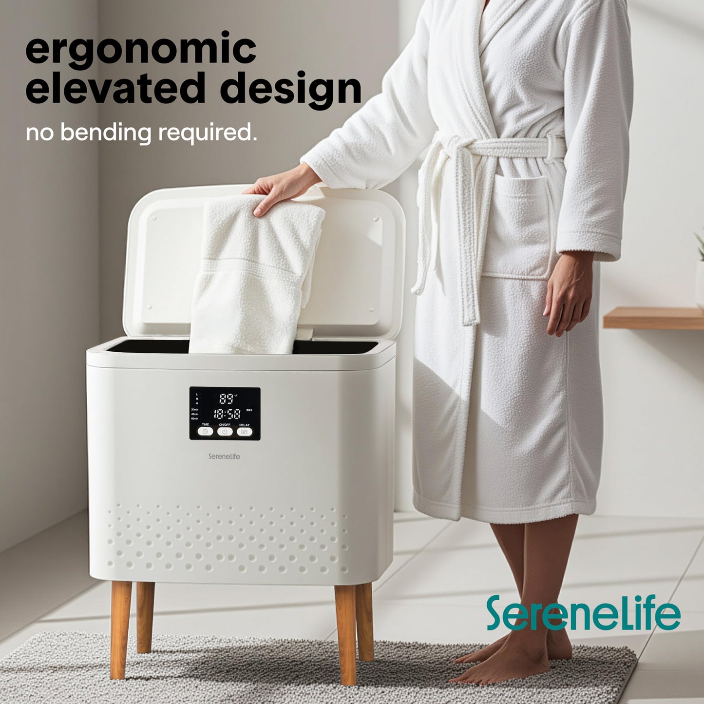 SereneLife Towel Warmer 20L Bucket – Wi-Fi Heater, Large Capacity Hot Spa & Blanket Warmer with Auto Shut Off, Energy Efficient, White