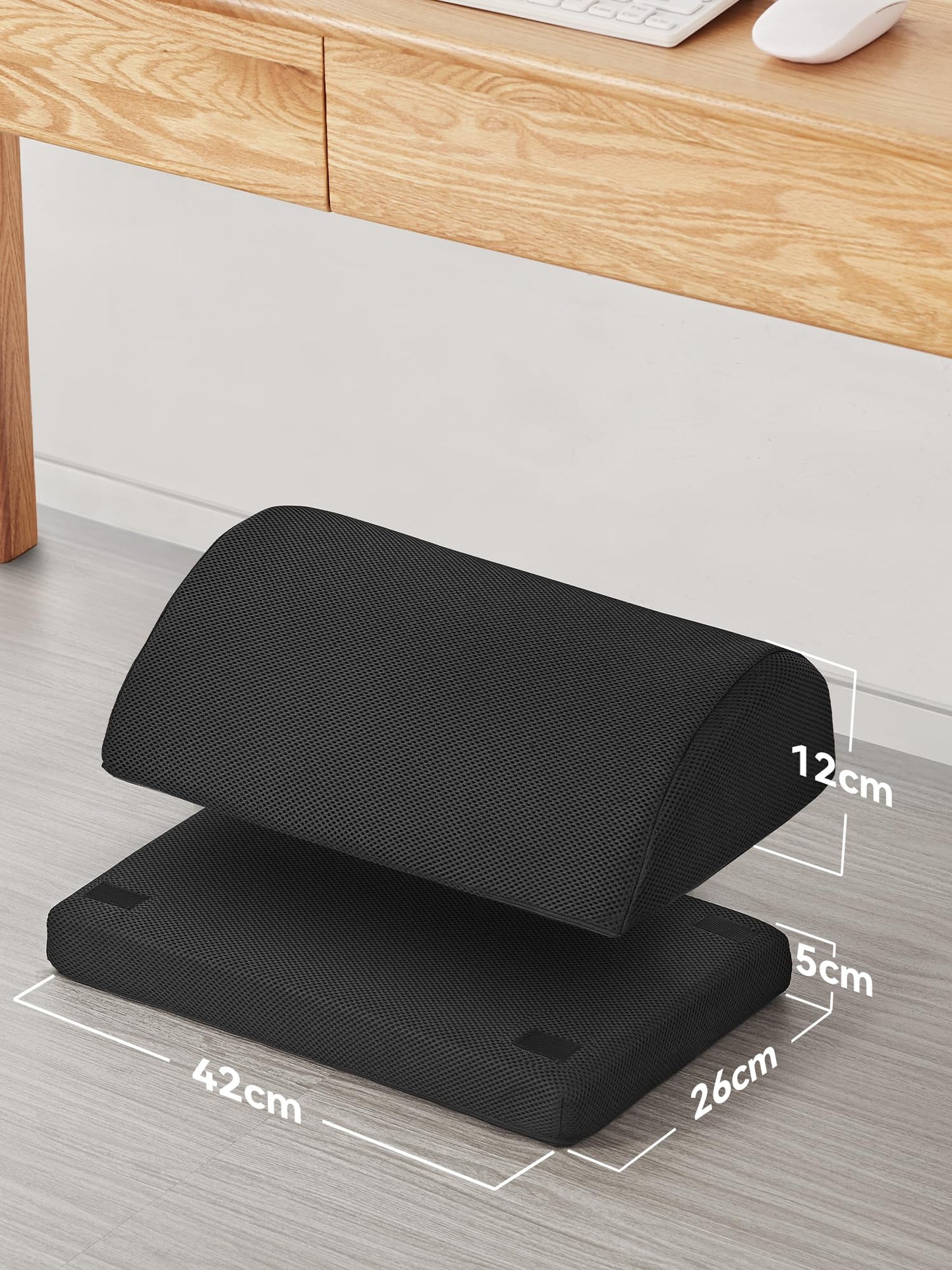 HEETA Foot Rest Under Desk, Ergonomic Footrest Adjustable 2 Optional Height Desk Foot Rest Foam Non-Slip Foot Stool for Home, Office & Gaming (Black)
