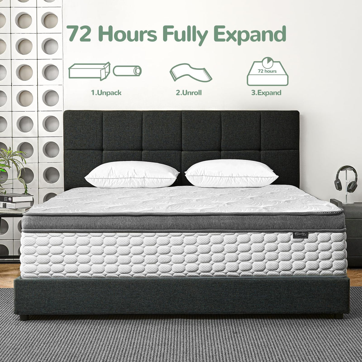 Giovanly 10 Inch Small Double Size Mattress, Hybrid Mattress in a box Gel Memory Foam, Pocket Springs