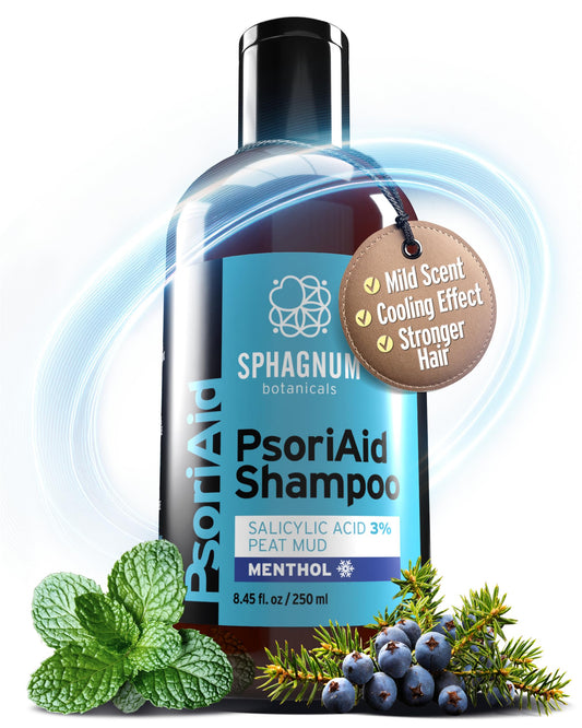 Sphagnum Botanicals Psoriasis Shampoo with Salicylic Acid - Peat and Menthol For Dry, Flaky and Sensitive Scalp. Refreshing Cleanse, Supports Scalp