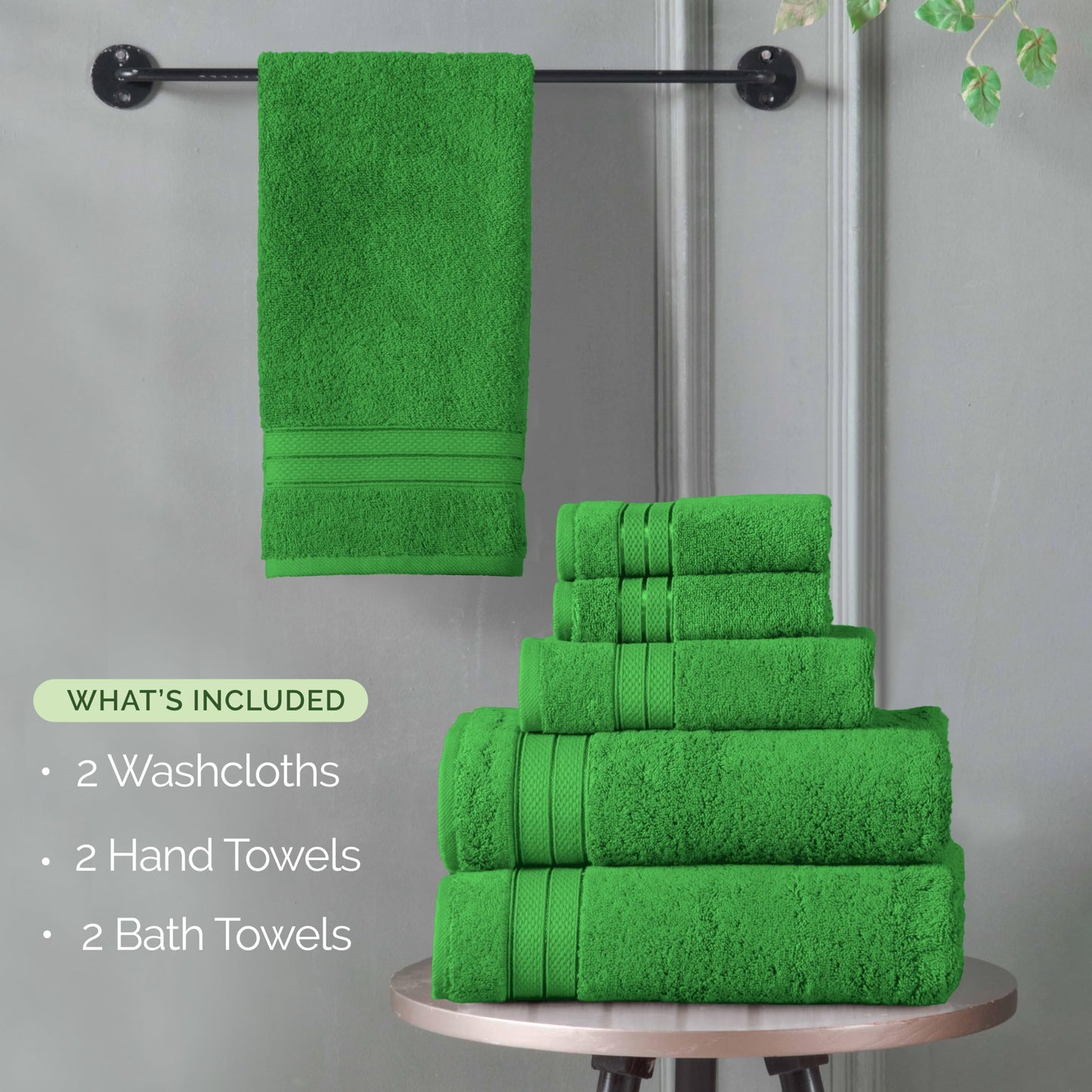 Elegant Comfort Luxury 6-Piece Towel Set, Premium Soft 100% Turkish Cotton, Three Line Popcorn Design 2 Bath Towels