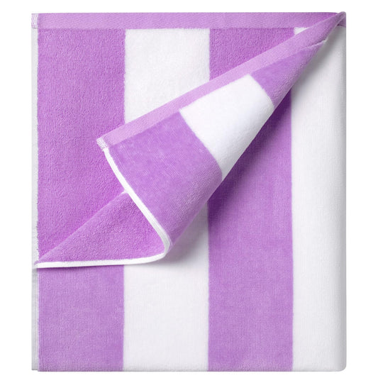 Ouxiaobai Cotton Oversized Beach Towel - 35 x 70 Inch Large Size Pool Towel, Striped Soft Cabana Swim Towel (Purple)
