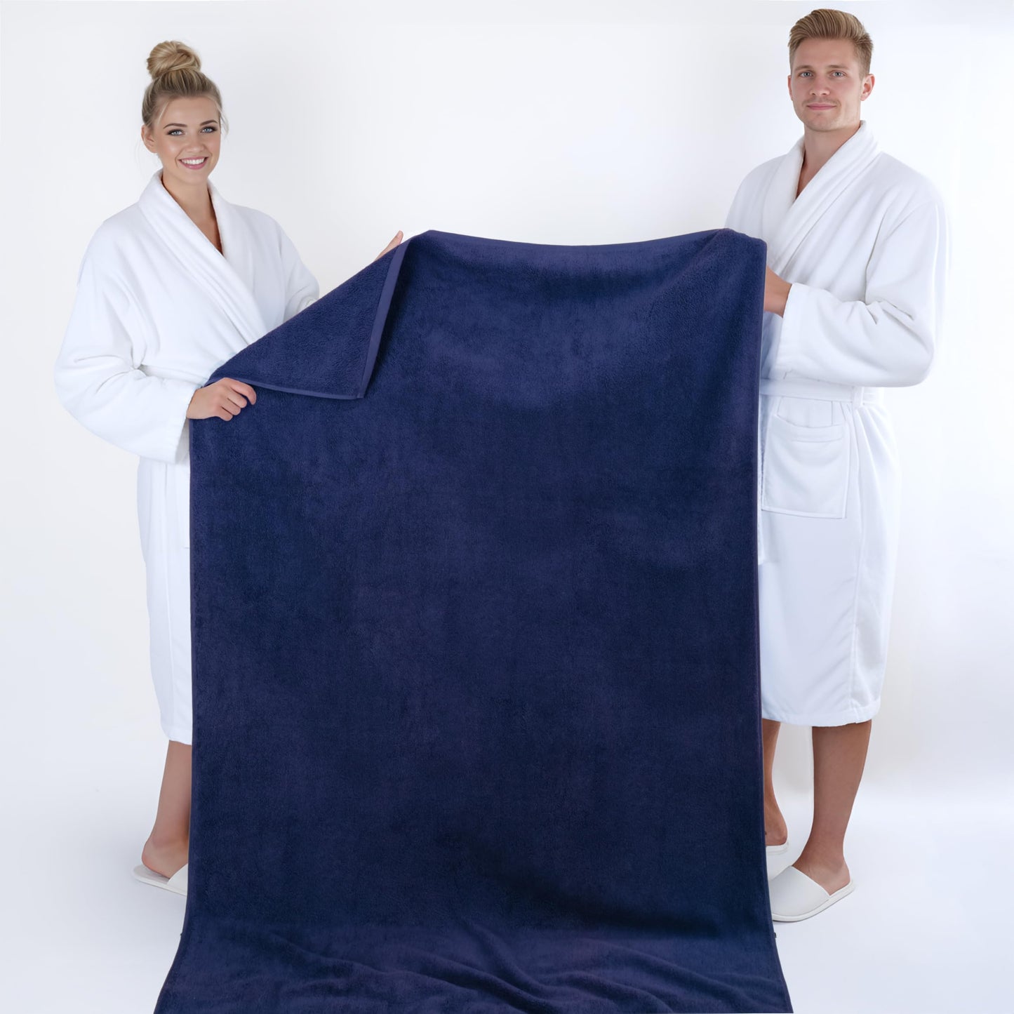 American Soft Linen Oversized Bath Sheet 40x80 Extra Large for Bathroom, 100% Cotton Turkish Jumbo Bathsheet Towels for Adults, Navy Blue Bath Sheet