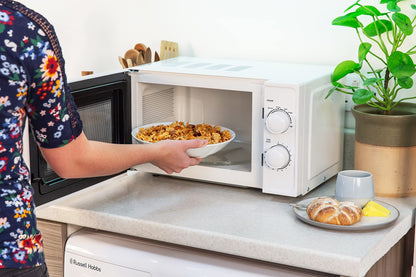 Russell Hobbs 17L Small Microwave White Manual Textures 700W with 5 Power Levels & 30 min Timer, Defrost Function & Easy Clean, RHM1725