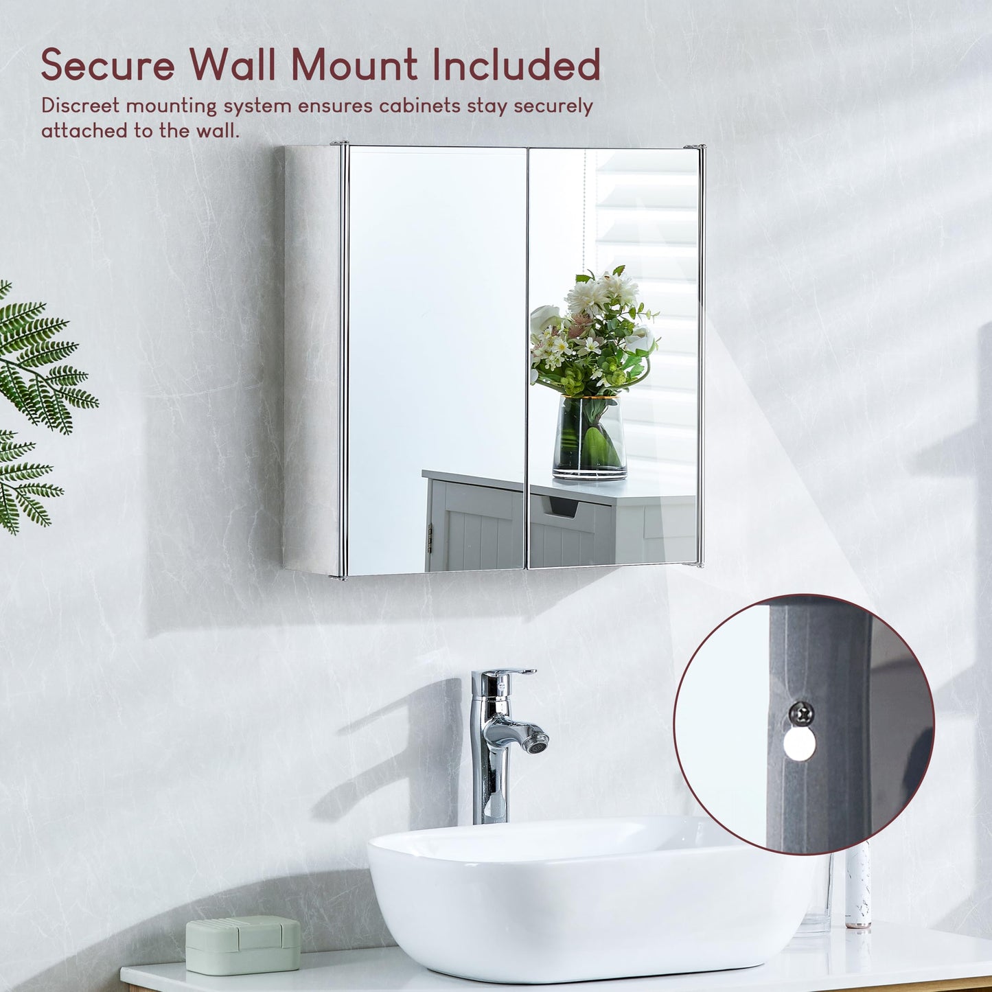 Bath Vida Tiano Double-Mirror Bathroom Cabinet – Wall-Mounted Stainless Steel Modern Storage Cupboard (No Assembly Required)