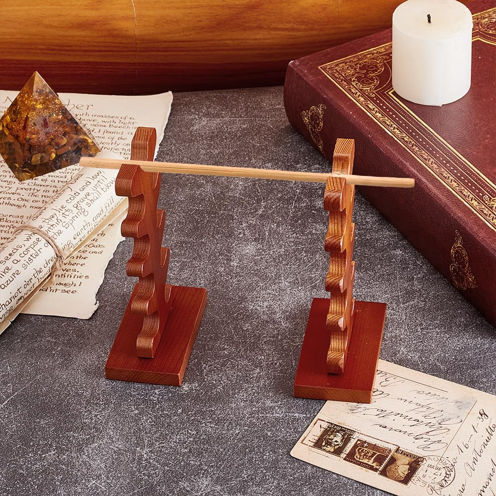 NBEADS 5-Tier Wooden Wand Display Holder, 7.4x4.2x13cm Wizard Wand Stand Magic Wand Display Sword Stand for Desktop Display Decoration Collection