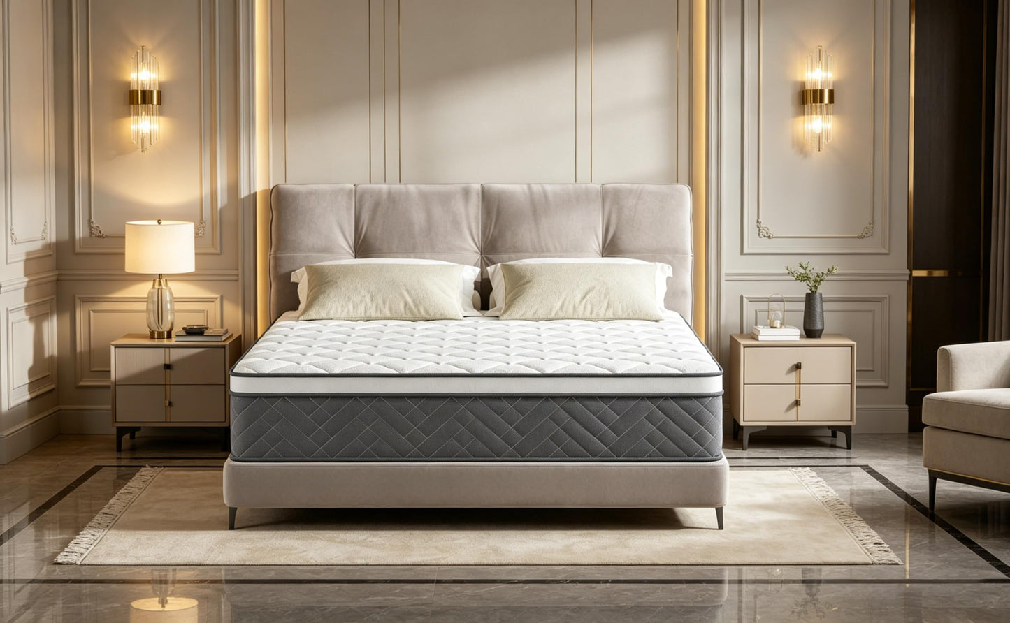 Zelmaron Super King Size Mattress, 12 Inch Innerspring Hybrid Mattress 6FT with Pocket Sprung & Breathable Foam - Medium Firm Mattresses