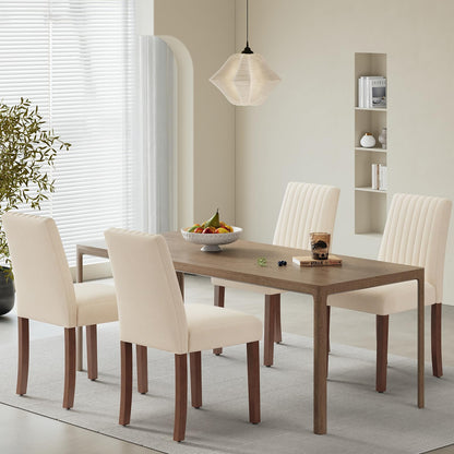 COLAMY Dining Chairs Set of 4 with Thick Seat Cushion, Fabric Chairs for Dining Room with Wood Legs and Ergonomic High Back
