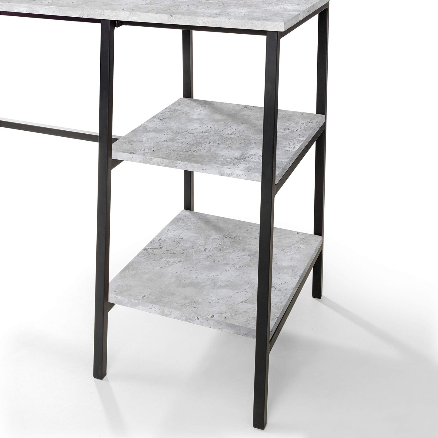 Julian Bowen Staten Desk with Shelves, Concrete Effect - H72 x W104 x D45cm