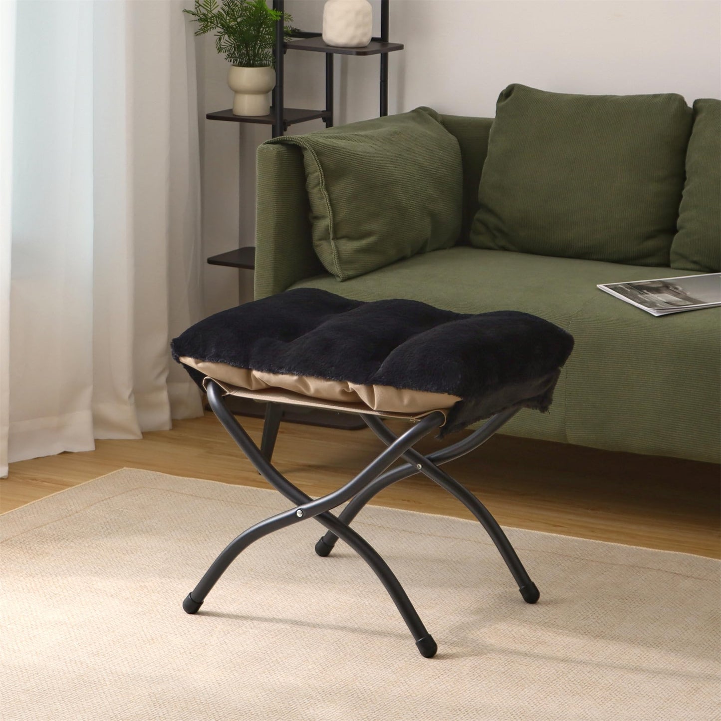 Mordchil EU 15"(H) Folding Ottoman, Foldable Footrest Stool, Portable Small Foot Stool for Couch, Collapsible Foot Rest Ottoman for Sofa