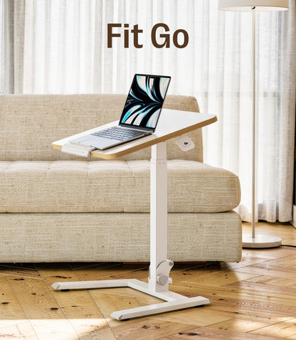 MAIDeSITe Fit Go Overbed Table with Wheels, Foldable Height Adjustable Desk